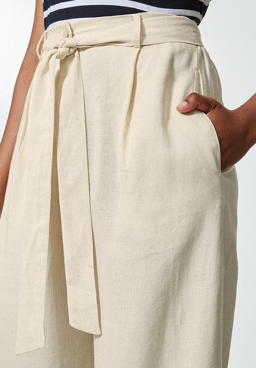 Superbalist - Relaxed linen wide leg trouser - neutral