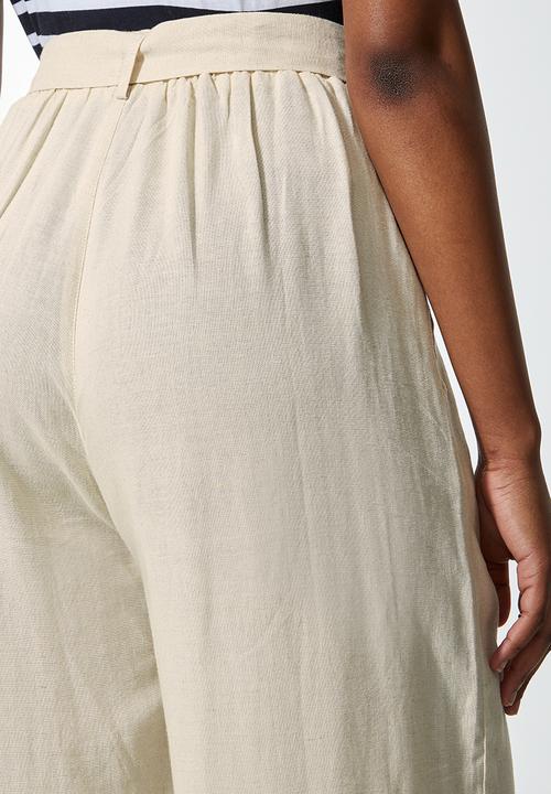 Superbalist - Relaxed linen wide leg trouser - neutral