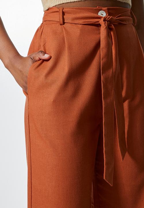 Superbalist - Relaxed linen wide leg trouser - rust