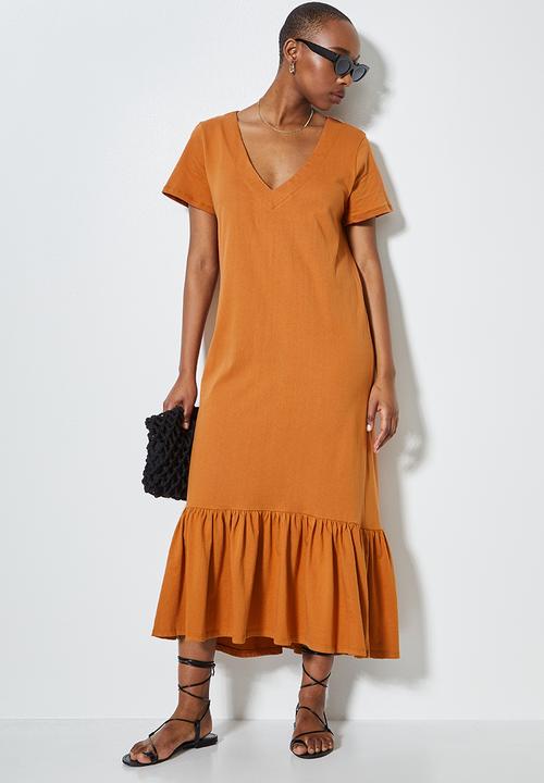 Superbalist - V-neck T-shirt dress - tobacco