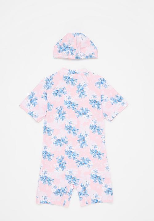 Pop Candy - Short sleeve swimsuit set - pink & blue