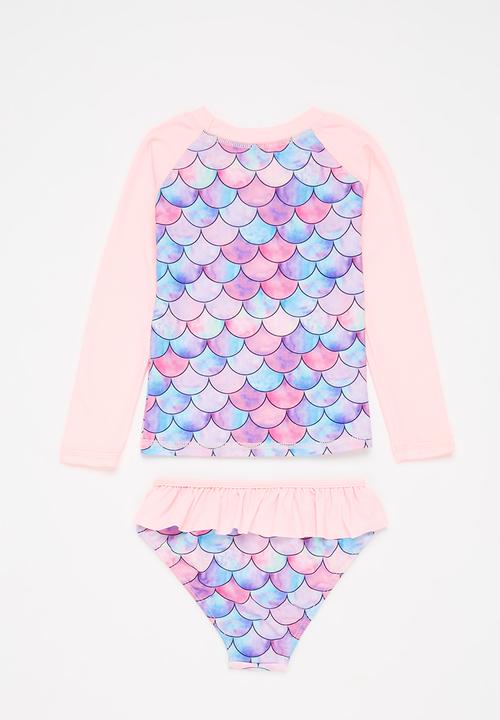 Pop Candy - Rashvest & ruffle bikini bottom set - multi