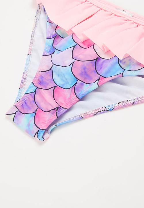 Pop Candy - Rashvest & ruffle bikini bottom set - multi