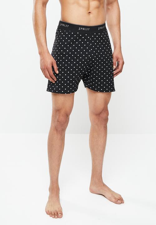 Superbalist - Printed kris knit boxer - black