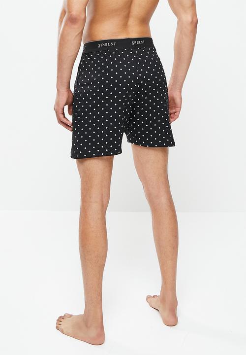 Superbalist - Printed kris knit boxer - black