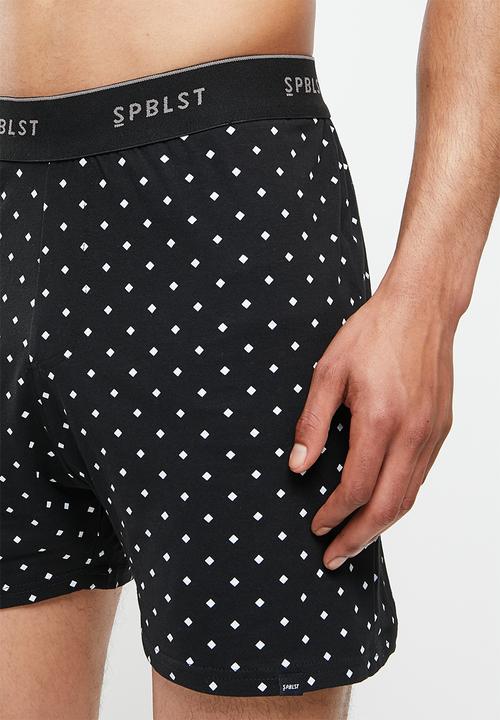 Superbalist - Printed kris knit boxer - black