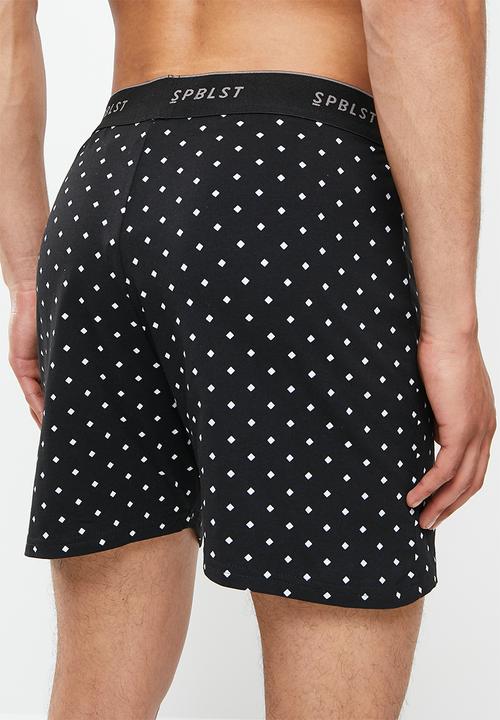 Superbalist - Printed kris knit boxer - black