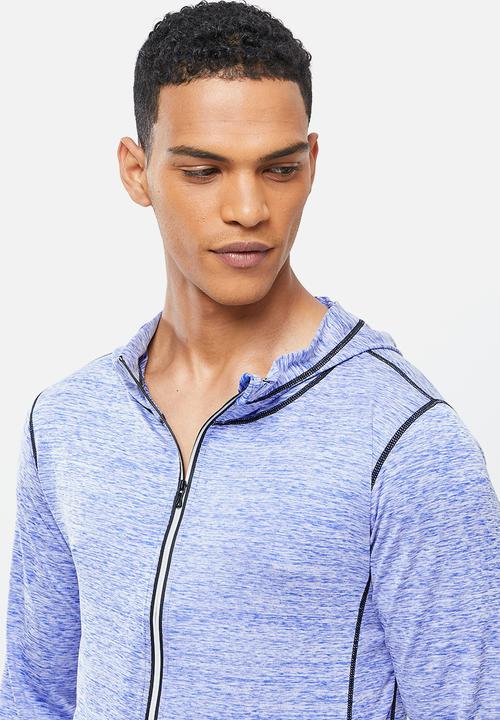 basicthread - Slim fit zip through sport hoodie - blue