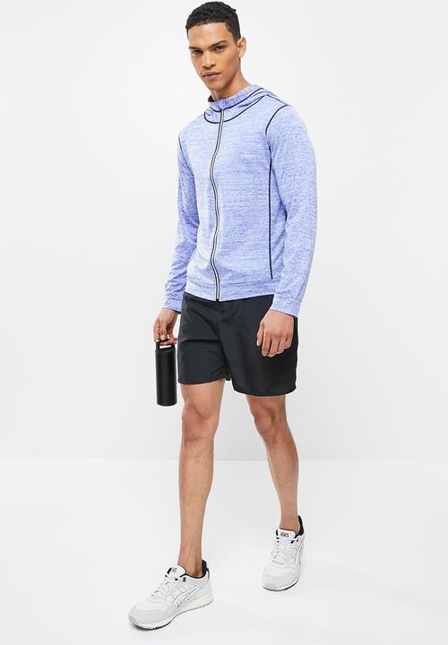 basicthread - Slim fit zip through sport hoodie - blue