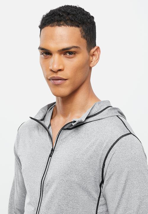 basicthread - Slim fit zip through sport hoodie - light grey