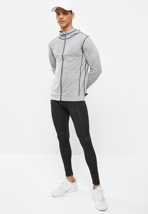 basicthread - Slim fit zip through sport hoodie - light grey