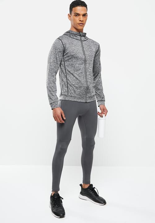 basicthread - Slim fit zip through sport hoodie - dark grey
