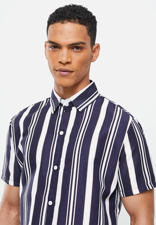basicthread - Regular fit l.v stripe shirt - navy stripe multi