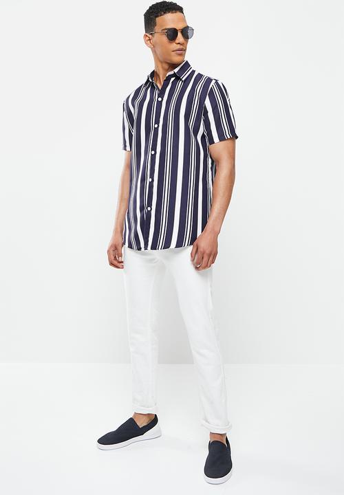 basicthread - Regular fit l.v stripe shirt - navy stripe multi