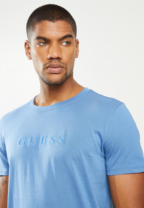 GUESS - Pima short sleeve emb logo tee - blue