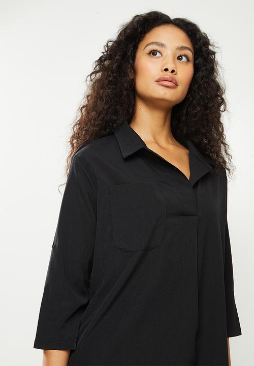 dailyfriday - Half placket shirt dress - black