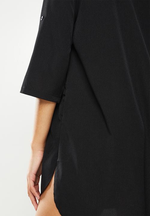 dailyfriday - Half placket shirt dress - black