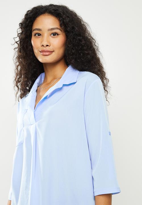 dailyfriday - Half placket shirt dress - blue