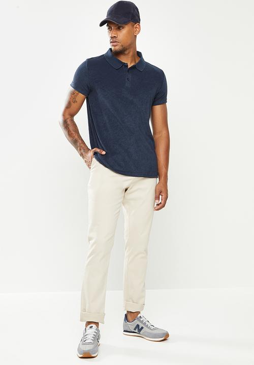 Brave Soul - 3 button short sleeve polo - navy