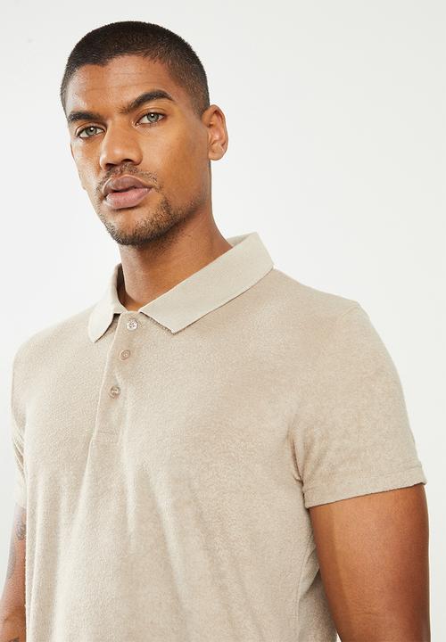 Brave Soul - 3 button short sleeve polo - stone