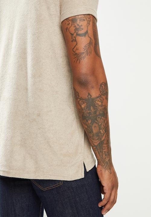 Brave Soul - 3 button short sleeve polo - stone
