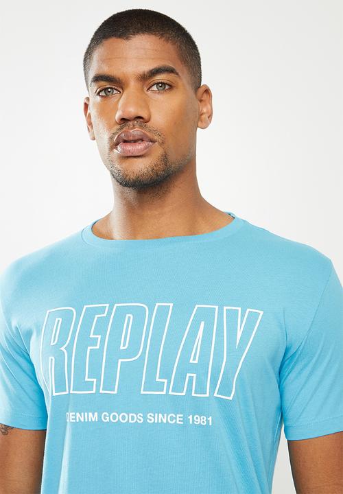 Replay - Bold print tee - light blue
