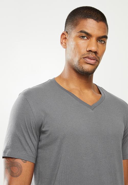 Replay - Left arm patch v-neck tee - grey