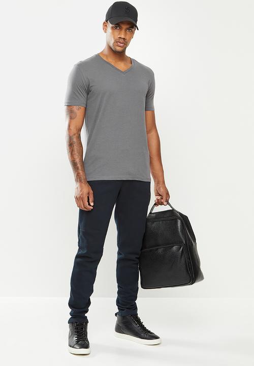 Replay - Left arm patch v-neck tee - grey