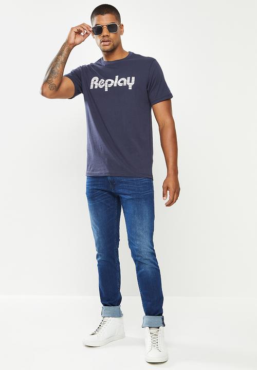 Replay - Replay printed tee - navy