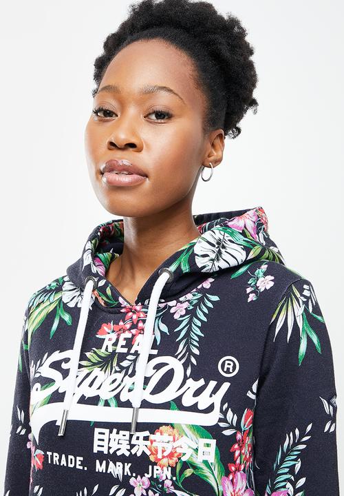 Superdry. - Vl aop hoodie - navy 