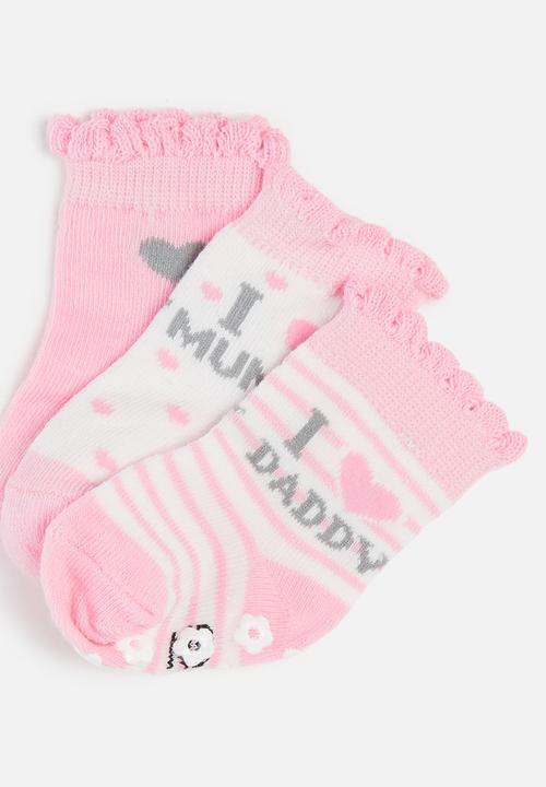 Pop Candy - Baby 3 pack printed socks - pink