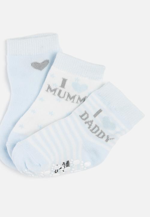Pop Candy - Baby 3 pack printed socks - blue