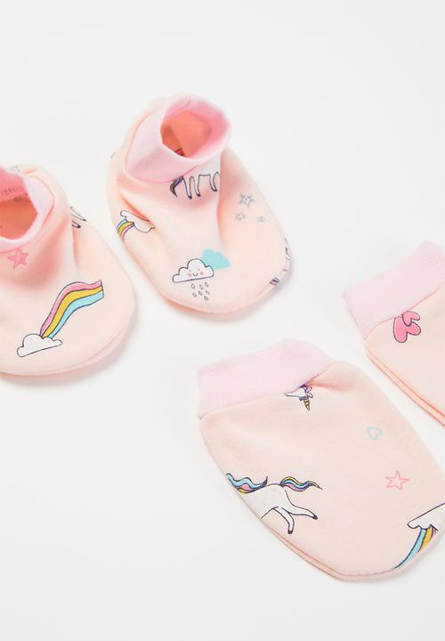 Pop Candy - Beanie, mittens & booties set - pink