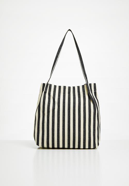 Superbalist - Pinstripe shopper - black & cream 
