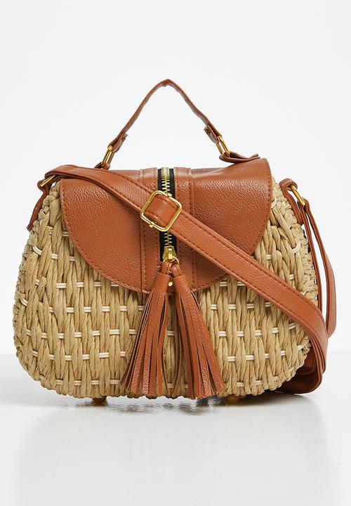 Superbalist - Raffia cross-body bag - brown