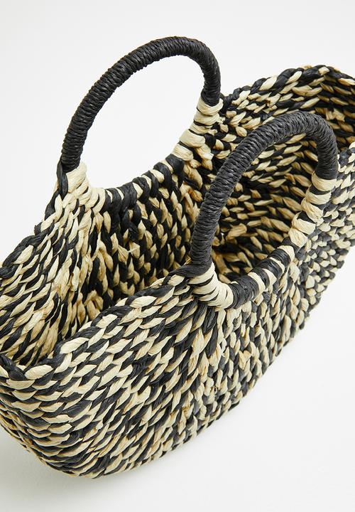 Superbalist - Raffia tote bag - black & cream 