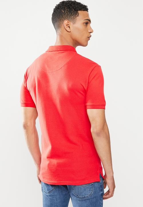 S.P.C.C - Cayenne slimline fit side slit straight hem polo - red