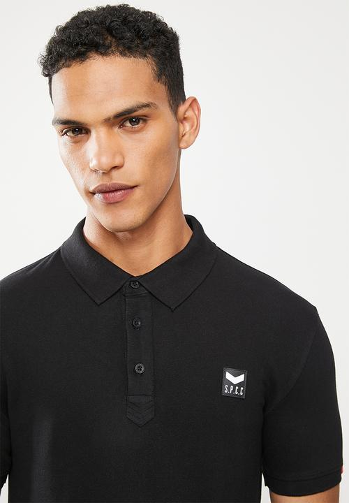 S.P.C.C - Cayenne slimline fit side slit straight hem polo - black