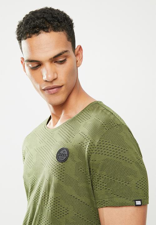 S.P.C.C - Watts regular fit stepped hem tee - green & black 