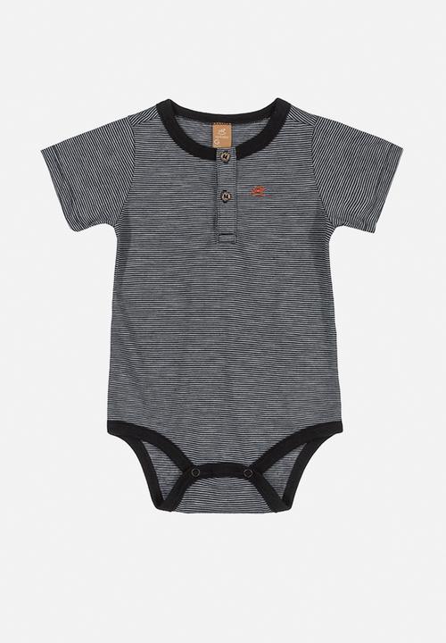 UP Baby - Boys yarn dyed bodysuit & shorts set - black & rust 