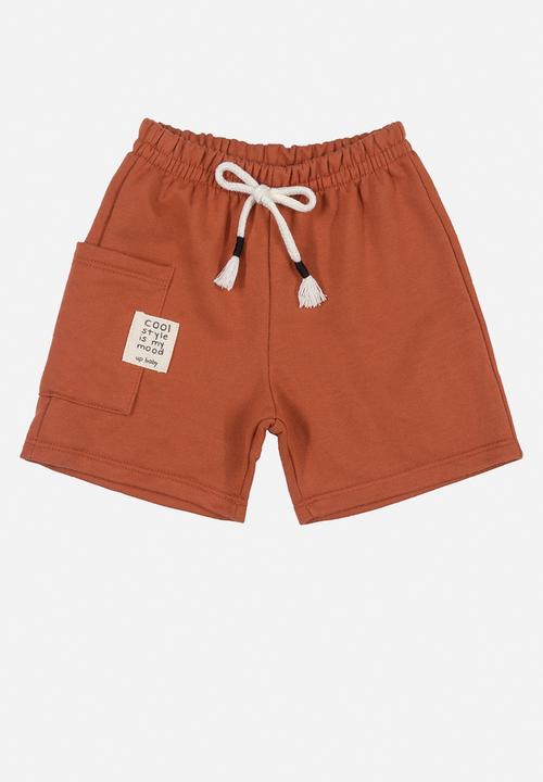 UP Baby - Boys yarn dyed bodysuit & shorts set - black & rust 