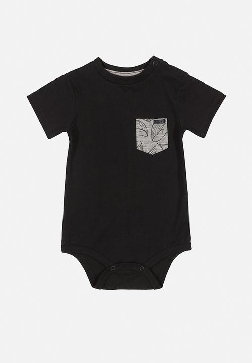 UP Baby - Baby boys bodysuit, shorts & bib set - black & grey