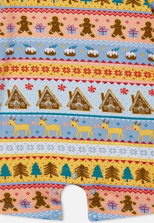 Cotton On - The short sleeve romper - fairisle xmas/dusk blue