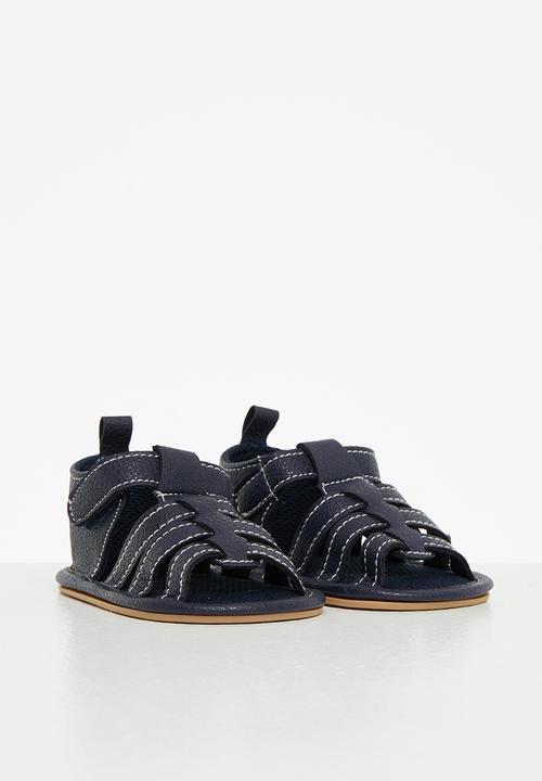 Pop Candy - Baby boys pu cage sandal - navy