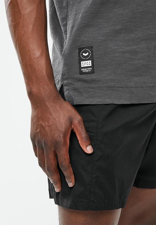 S.P.C.C - Ryder regular fit side slit straight hem tee - charcoal