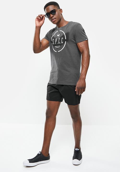 S.P.C.C - Ryder regular fit side slit straight hem tee - charcoal