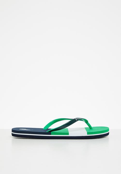POLO - Boys corey multi stripe flip flop - green