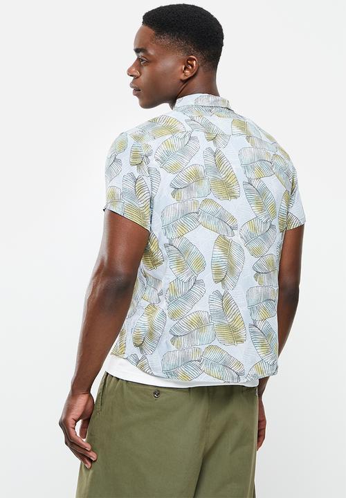 basicthread - Regular fit l.v pattern shirt - light blue & green 