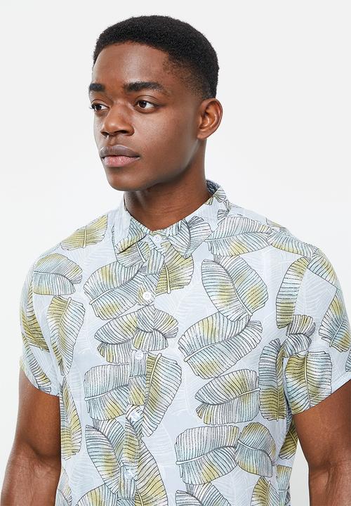 basicthread - Regular fit l.v pattern shirt - light blue & green 