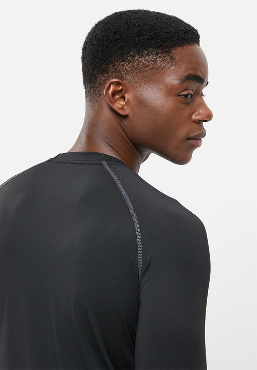 basicthread - Active contrast stitching top - black